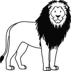 Obraz premium Majestic Lion Illustration: A striking illustration captures the noble presence of a male lion with its iconic mane and poised stance.