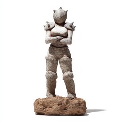 Tribal-themed female knight statue with beast-like armor, jungle rock base