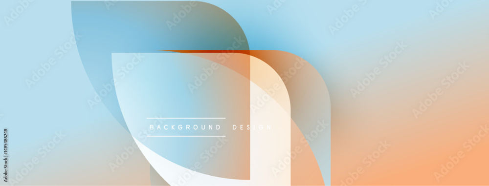 Aufkleber Abstract background features overlapping shapes, soft color gradients. Blue, orange hues create modern visual effect. Minimalist design.