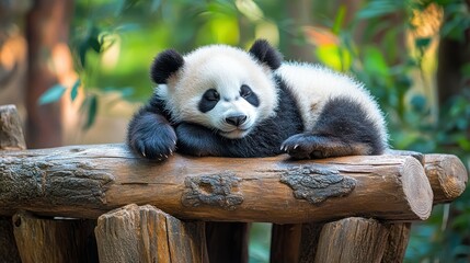 Obraz premium Adorable panda cub resting