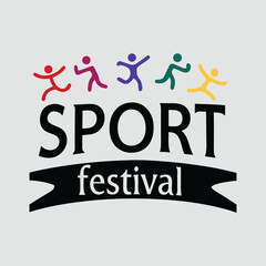Colorful Sport Festival Logo with Running Figures