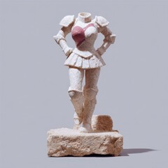Graceful knight woman in ceremonial armor, on base shaped like ancient ruins