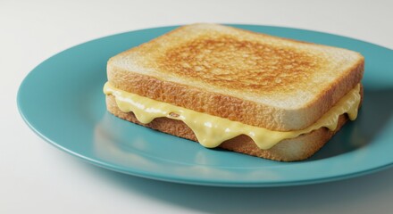 Grilled Cheese Sandwich on Plate Ready to Eat