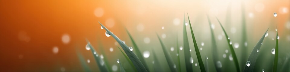 Fototapeta premium Vivid dewdrops on grass create a serene and colorful landscape for reflective moments