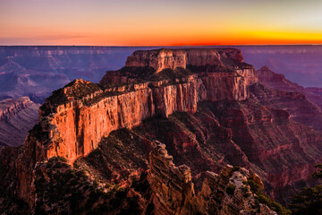 Sunset at Cape Royal overlook at the Grand Canyon North Rim