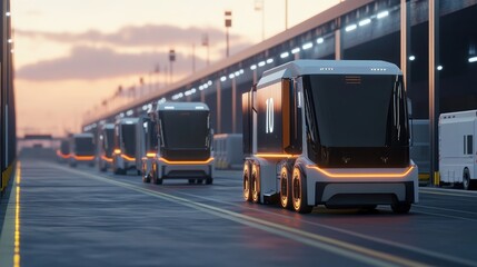 Autonomous Trucks at Sunset: The Future of Logistics