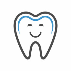 Modern Tooth and Smile Logo Design Flat Style.
