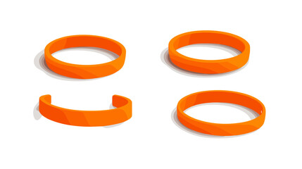Set of Four Orange Rubber Bands with Unique Shapes and Designs for Various Uses and Occasions
