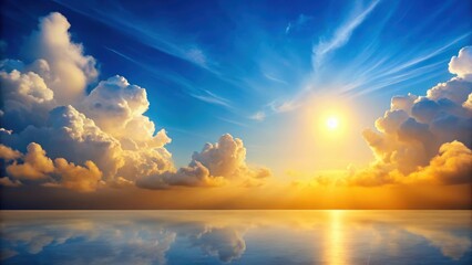 Fototapeta premium Golden Hour Serenity A Breathtaking Sunset Reflected on a Calm Ocean Surface