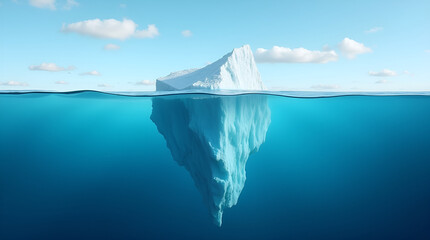 Iceberg Floating in the Ocean, Above and Below Waterline