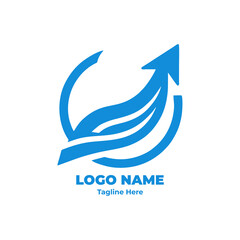 Flat design financial logo with blue tone for accounting agency asset investment firm finance consultant and wealth management branding visual identity