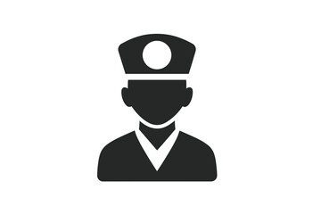 Obraz premium Silhouette of a Police Officer Wearing a Cap Representing Law Enforcement and Security