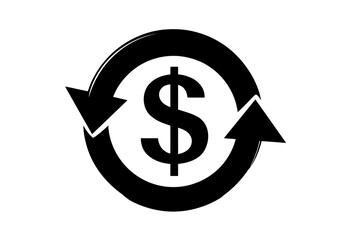 Obraz premium Dollar Sign Symbol Surrounded By Arrows Representing Currency Exchange And Financial Cycles