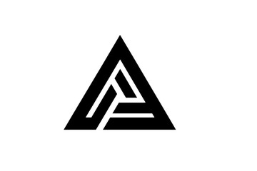 Abstract Black and White Geometric Triangle Logo Design Featuring Interlocking Shapes