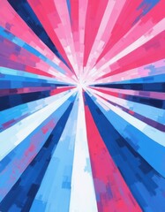 Vibrant abstract artwork with dynamic rays of pink and blue colors