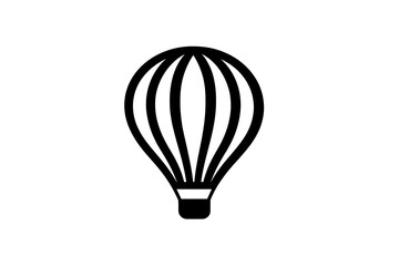 Obraz premium Black and White Hot Air Balloon Line Art Illustration icon vector