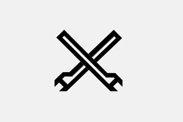 Fototapeta premium Crossed Swords Symbolizing Competition and Conflict in a Minimalist Design