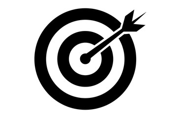 Black and White Illustration of a Bullseye Target with Arrow Centered in Precision Zone