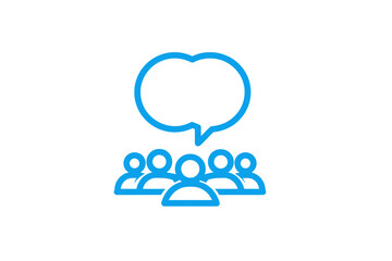 Obraz premium Blue Line Art Illustration of People with Speech Bubble
