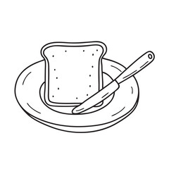 A toast slice placed beside a butter knife on a plate
