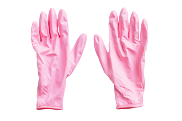 Isolated Pair of Pink Rubber Gloves
