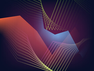 Abstract geometric wave of light lines on a gradient background.
