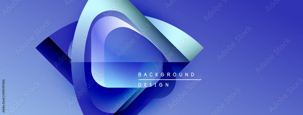 Poster abstract blue design features layered shapes, gradients. text reads background design. modern, clean
