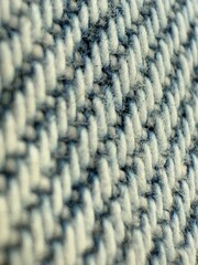 Macro view of woven fabric texture in blue and white