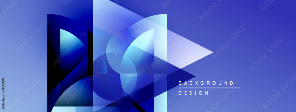 Aufkleber Abstract geometric shapes overlap, creating dynamic blue gradient effect. Modern design suitable for backgrounds, presentations.