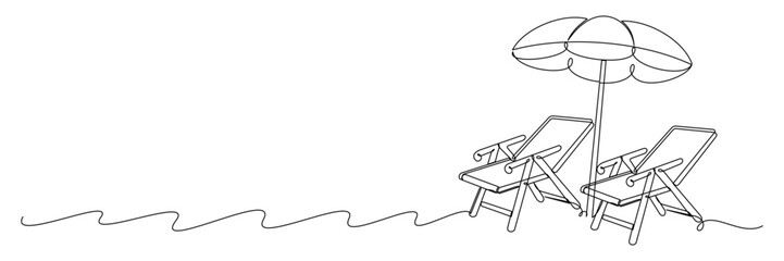 summer beach line art style illustration 1