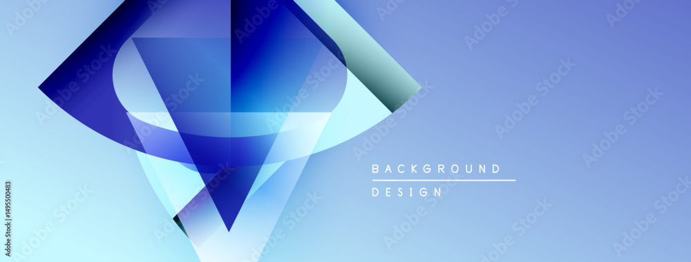 Fototapete Abstract geometric shapes overlap, creating dynamic blue gradient effect. Background suggests modern design elements, clean aesthetic.