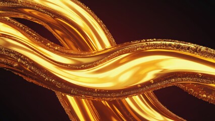Abstract liquid gold waves flowing slowly, smooth texture, reflective and luminous, background, luxury essence