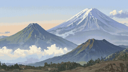 Fototapeta premium Horizon Folded in Fluid Hues mountains isolated vector illustration svg