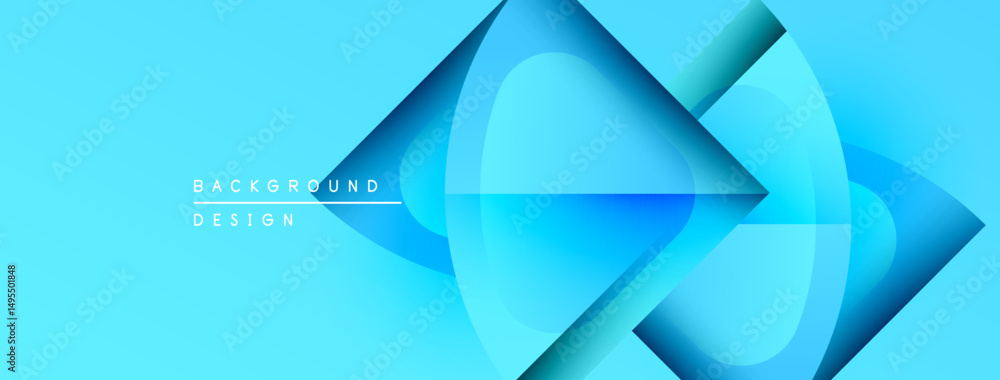 Aufkleber Abstract blue shapes overlap, creating dynamic visual effect. Modern design elements suggest technology, innovation. Smooth gradients enhance depth.