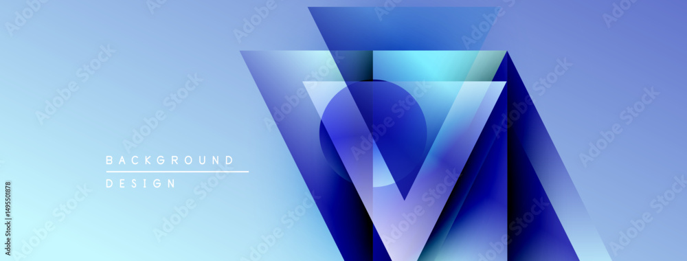 Aufkleber abstract geometric design. blue gradients create layered chevron shapes. minimalist style, modern ae