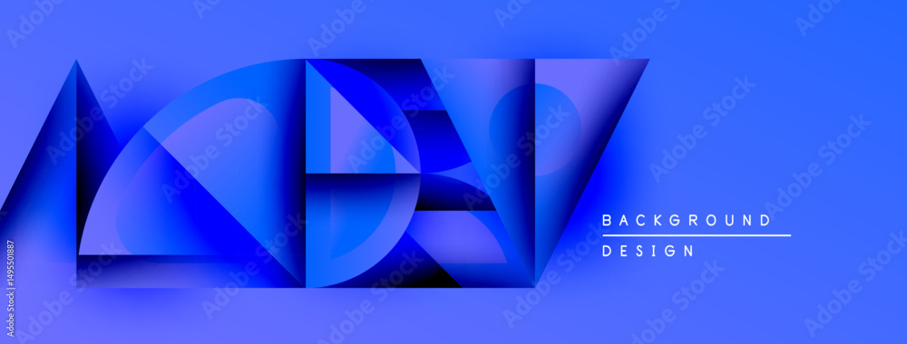Aufkleber Abstract blue shapes create dynamic composition. Gradient colors suggest depth, modern design elements present sleek visual appeal.
