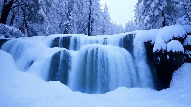 Waterfall flowing directly into a wide river 