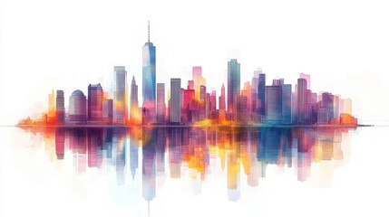 Obraz premium ityscape With Skyscrapers At The Waterfront isolated On A white Background