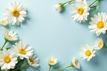 Fototapeta premium White flowers arranged on a table, simple, clean background , mourning, tenderness