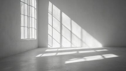 A clean, white room with sunlight streaming in through the window