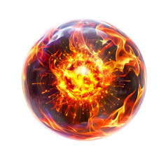 Fototapeta premium Fiery Orb Abstract Energy Sphere of Burning Flames and Sparks