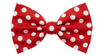Red clown bow tie with white polka dots celebrating international clown week on transparent background