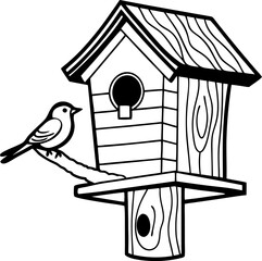 Bird house isolated on white background  vector art illustration