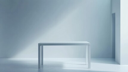 Fototapeta premium Minimalist, light-filled, modern room with a simple table