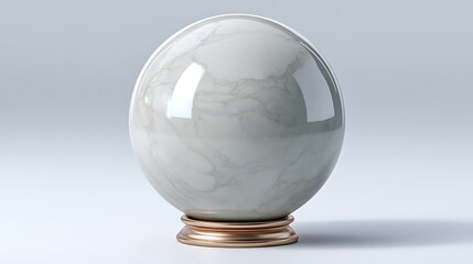 Smooth glossy white sphere on wooden platform high resolution picture