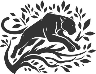 Vector animal drawing of a jaguar silhouette