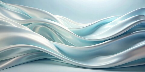 Serene Aqua Fabric Draped in Elegant Waves, a Smooth and Luxurious Textured Background for Design Projects