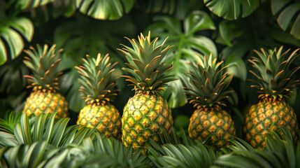 Fototapeta premium fresh pineapple fruits on background