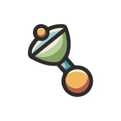 A minimalist colorful baby rattle design.