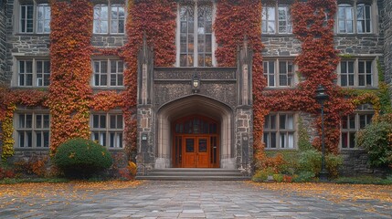 Autumnal university building facade